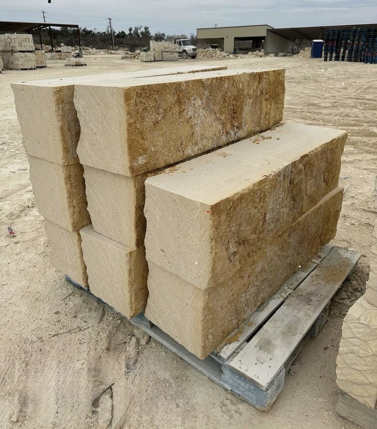 Cream limestone 2x2 blocks on a pallet